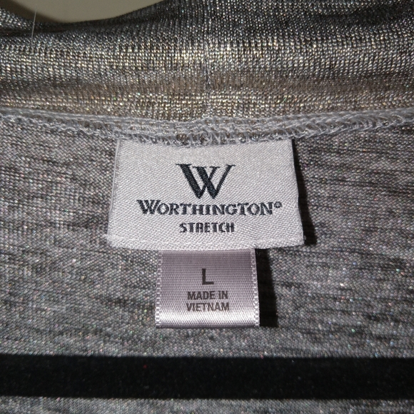 Worthington Stretch Silver & Gold Metallic Sleeveless Top Large - Picture 3 of 10
